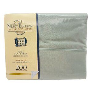 Select Edition Full Flat Sheet Celery Green Cotton Blend USA Made Vtg NOS USA